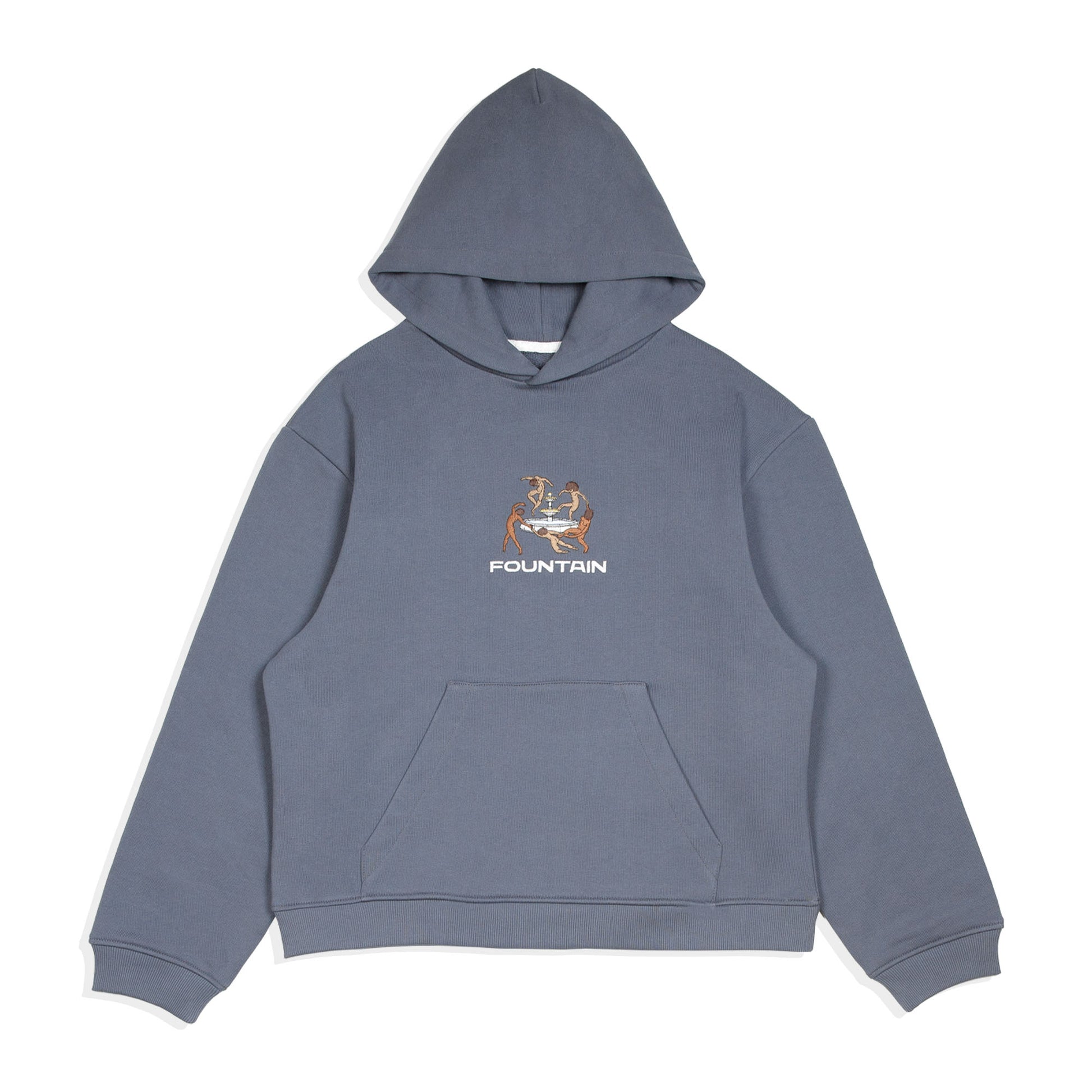 Liberation Hoodie in india ink, front view, laid flat