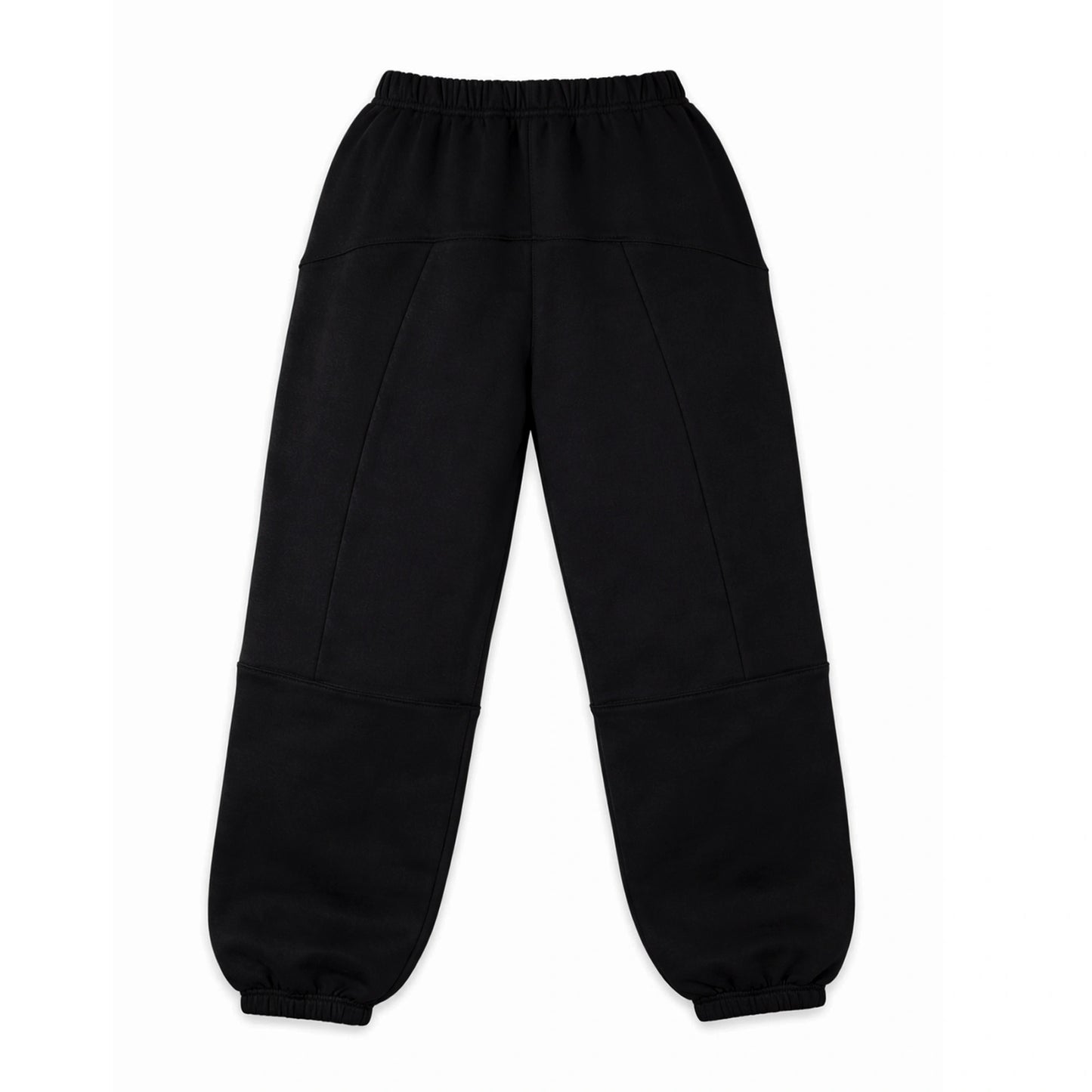 Monogram Joggers in black, back view, laid flat