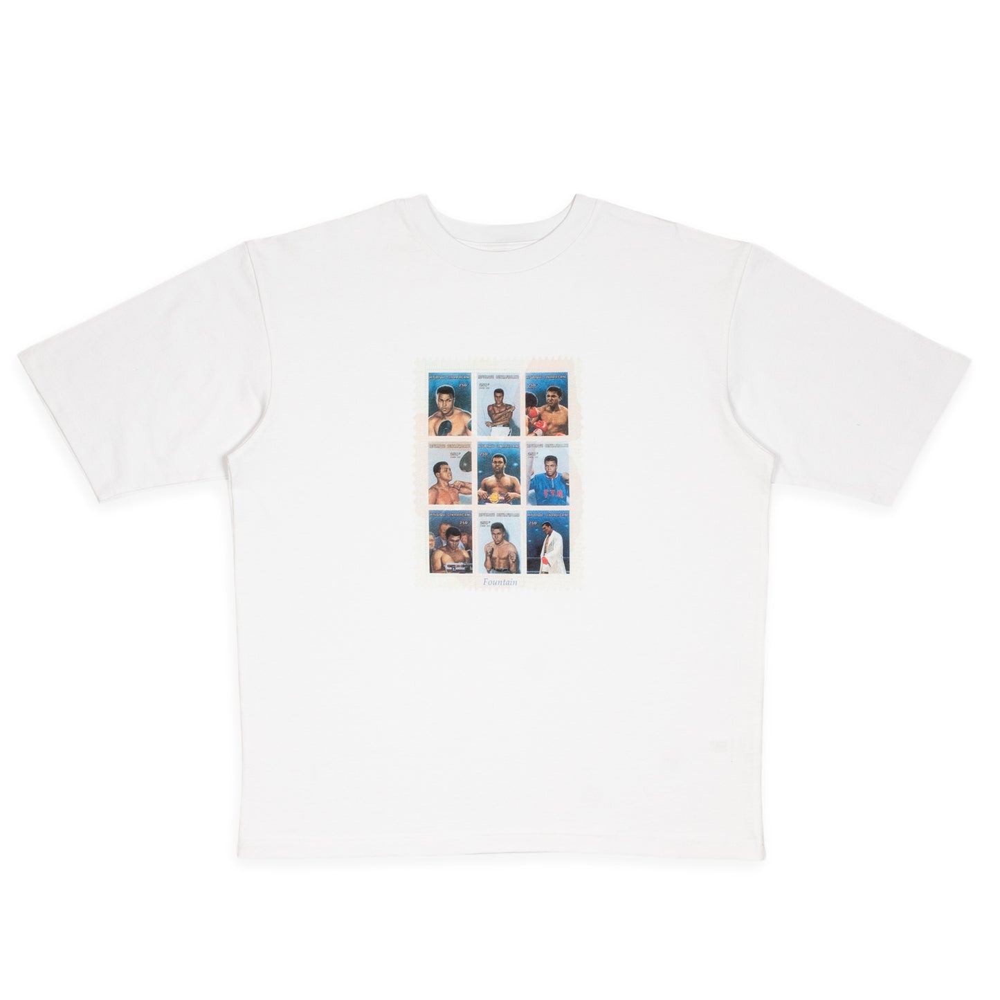 Stamp T-Shirt in white, front view, laid flat