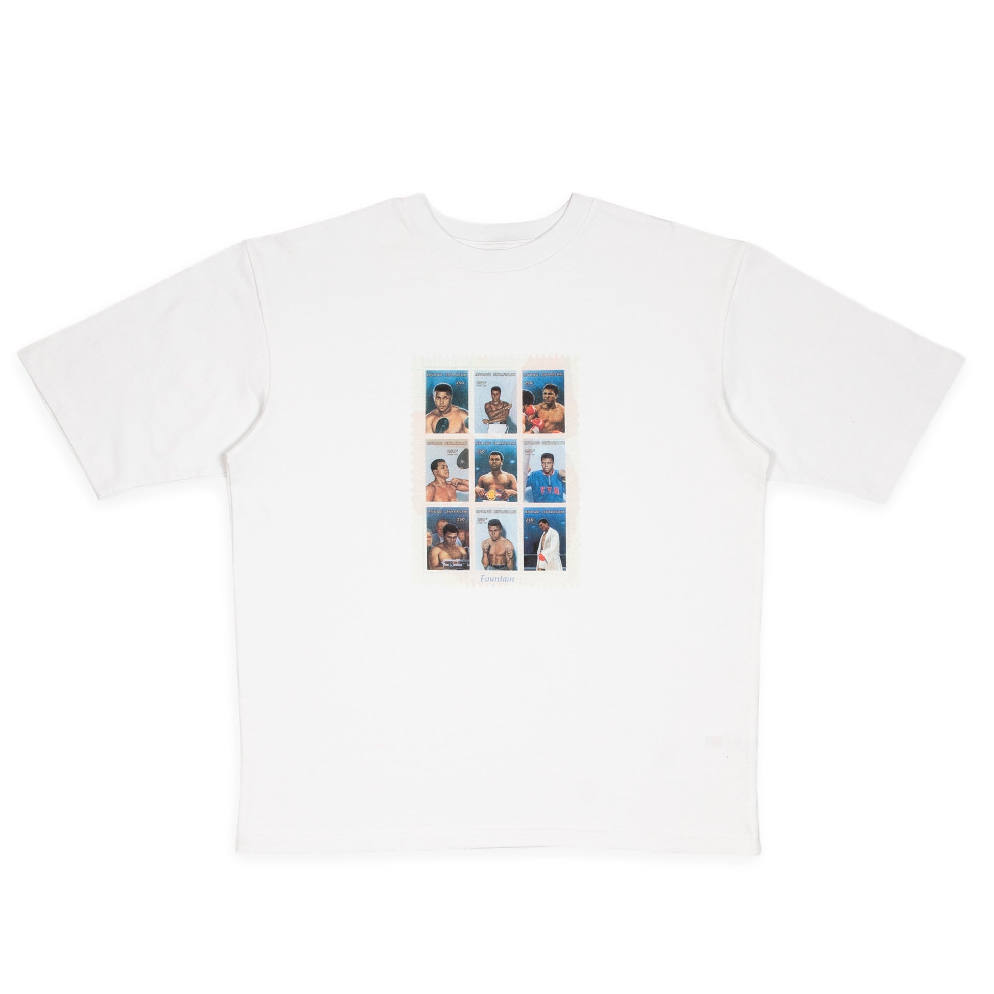 Stamp T-Shirt in white, front view, laid flat