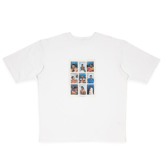 Stamp T-Shirt in white, front view, laid flat